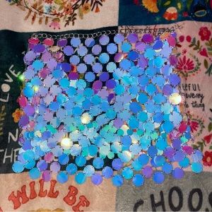 Disco Blue/Purple Holographic Rave/Festival Chain Skirt